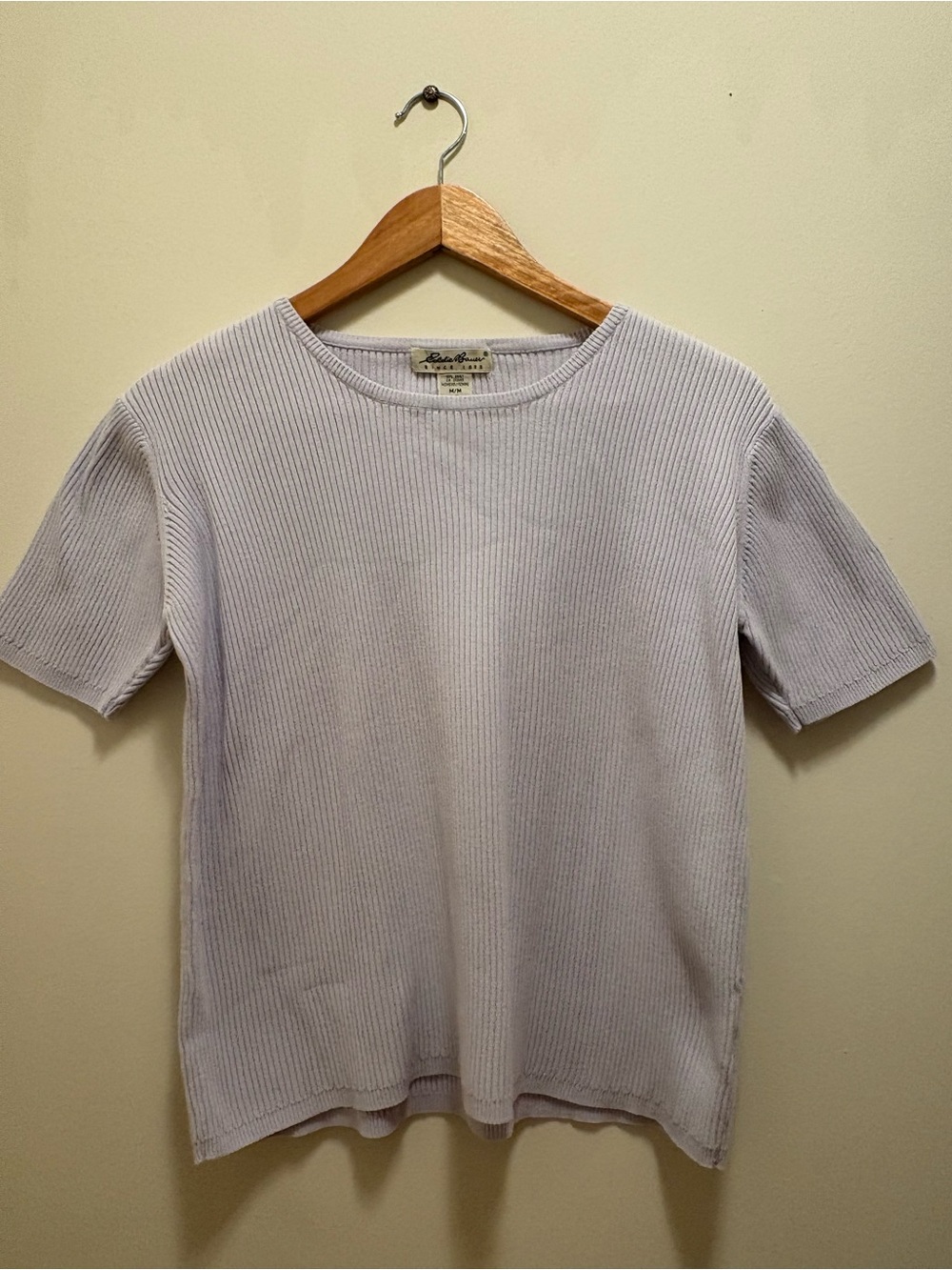 Vintage 90s Eddie Bauer Ribbed Womens Medium Short Sleeve Top in Lavender